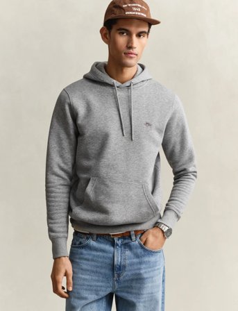 GANT Reg Shield Hoodie - Grey - XL