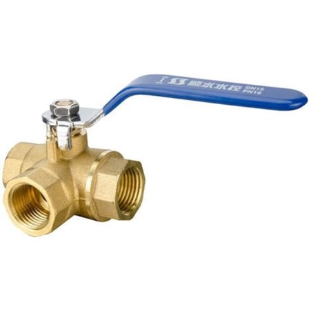 3-vägs kulventil (L-port) serie, spakhandtag, invändig gänga (DN20 3/4") smidd mässing/NC/