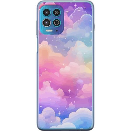 Kompatibelt Mobildeksel til Motorola Moto G100 Søt enhjørning med regnbuefarget hår mot en stjernebelagt pastellbakgrunn i kawaii-stil