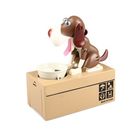 Elektrisk hund Spargris Rörlig Valp Munching Mynt Kreativ Automatisk Myntbank Leksak Present till barn Batteridriven