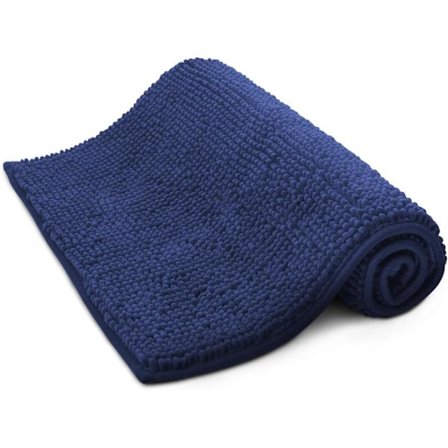 Mikrofiber Sklisikker Bade- og Toalettmatte - Myk, Luftig og Komfortabel Matte med Maskinvaskbar Design - Vannabsorberende (Marineblå, 50 x 80 cm)