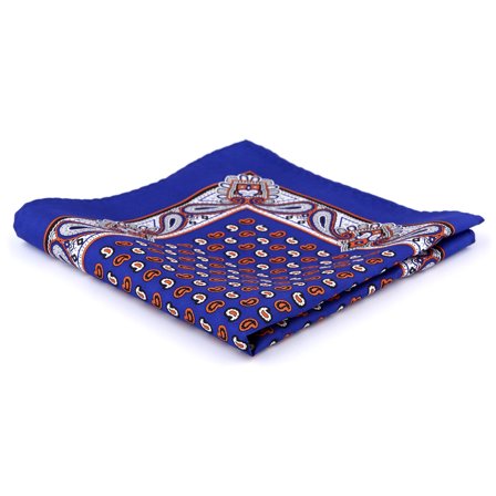 Pochette de costume en soie bleu royale fantaisie pour hommes - Pochettes de costume à motifs