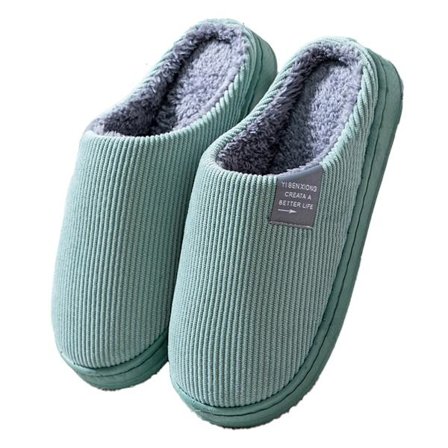 Memory Foam Hjemmesko Mænd Kvinder Vinter Varme Hjemmesko Bløde Lette Komfortable Hjemmesko (Stripes Wax Gourd Green,40-41)