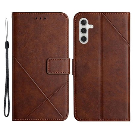 SKALO Samsung A34 5G Kohokuvioitu PU Nahka Lompakkokotelo - Tummanruskea