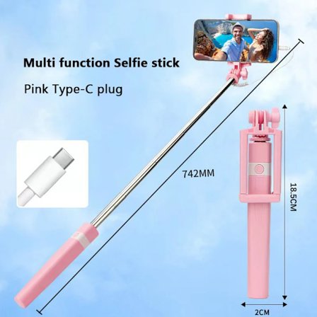 Ny trådstyrd selfiestick lämplig Type-C-kontakt Mini bärbar selfiestick