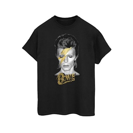 David Bowie Dam/Kvinnor Aladdin Sane Guld Bult Bomull Boyfrie