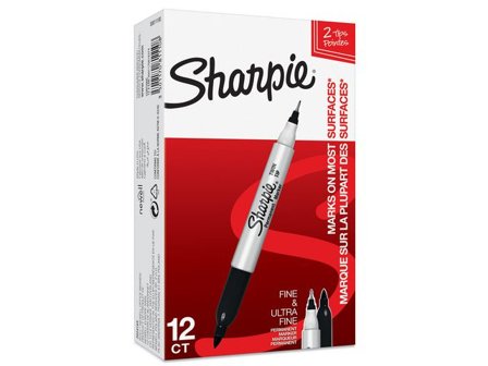 Märkpenna SHARPIE Twin Tip svart 12/fp - Lyreco - Kontorsmaterial - Pennor - Märkpennor - Rund spets