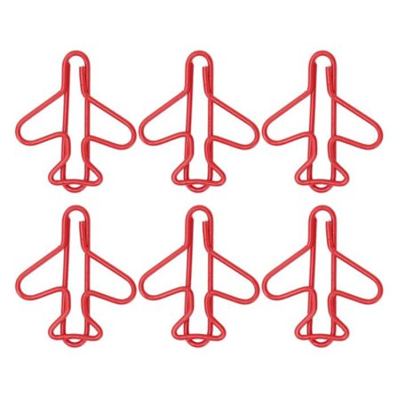 Fuld-tromboner i form som et flyvemaskine 100 stk. Papirclips i form som et flyvemaskine Rustbelægningsproces skrivebordssæt Rød