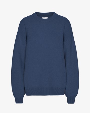 Oversized Merino Wool Crew - Petrol Blue M