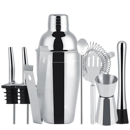 8-Piece Cocktail Set, Bar Set, 550ml Shaker - Stainless Steel