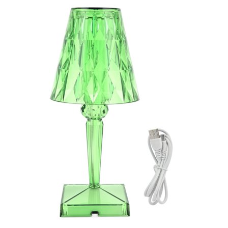 LED Kristall Bordslampa Transparent Prisma Dimbar Skrivbordslampa USB Laddning Inomhusbelysning Grön