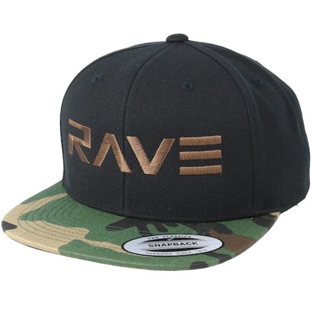 Rave - Svart snapback Keps - Brand Brown Black/Camo Snapback @ Hatstore