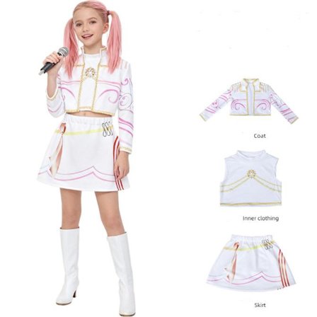 2025 Demon Hunter K-Pop Kostyme | Halloween Cosplay Kostyme for Jenter (Kun topp og shorts)