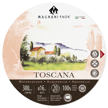 Magnani Akvarellblokk Rund Toscana 100% Bomull 300g 16 cm 20 Sheets