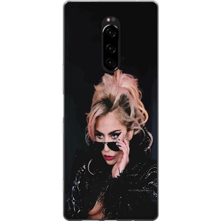 Kompatibelt Mobildeksel til Sony Xperia 1 Lady Gaga portrett med solbriller og dramatisk sminke i mørk glamorøs stil
