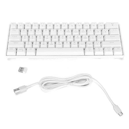 HXSJ 61 näppäimen RGB-taustavalaistu langaton mekaaninen pelihiiri, kolme tilaa, ergonominen muotoilu, kotiin ja toimistoon, valkoinen