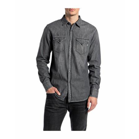 Replay Denim Shirts Grå, Herre Skjorter