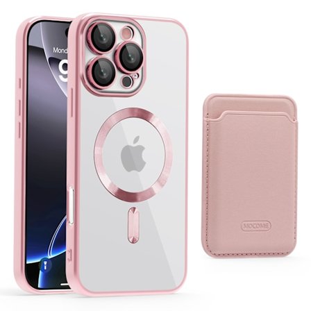 Passer Apple serie nytt CD-mønster gjennomsiktig magnetisk kortholder og iPhone serie beskyttelsesdeksel rosa rosa
