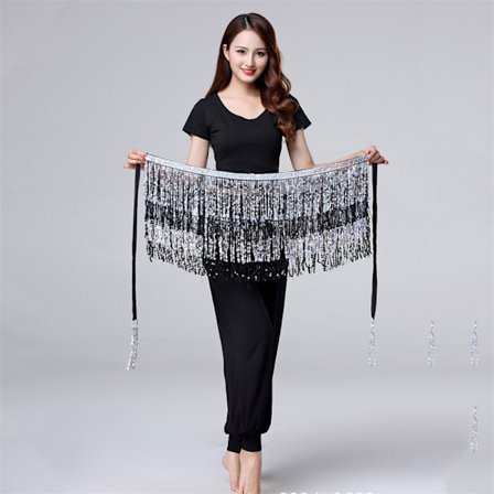 Danse Hip skjørt Paljetter Frynser skjørt Dusk Hofteskjerf Rave skjørt