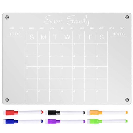 1 Set Akryl Kylskåpskalender Raderbar Månadsplanerare Kylskåps Whiteboard Torktavla med Pennor