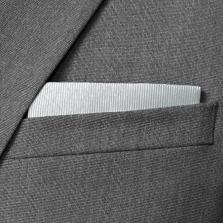 Pochette de costume argentée en gros-grain pour hommes - Pochettes de costume de couleur unie