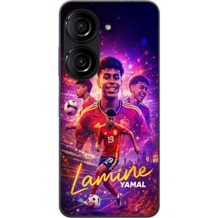 Yhteensopiva Puhelinkuori Asus Asus Zenfone 10 Lamine Yamal jalkapallo juliste Espanjan maajoukkueen pelipaidassa dynaamisella liikkeellä, värikkäi