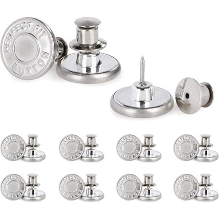 Ommeltavat farkkunapit - Irrotettavat housunnapit farkkuihin, housuihin tai laukkuihin, metallinappi 17 mm, 10 kpl