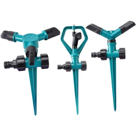 3-delt 360° roterende, justerbar sprinkler - højtryksvandingssystem til gulvvanding. Indsat roterende sprinkler. Bred dækning til haven.
