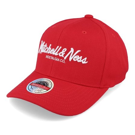 Mitchell & Ness - Rot adjustable Cap - Branded Pinscript Scarlet/White Adjustable @ Hatstore