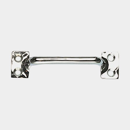 Poignée de maintien bateau Roca, profil rond avec extrémité perpendiculaire, pour vis, laiton chromé, 120 mm