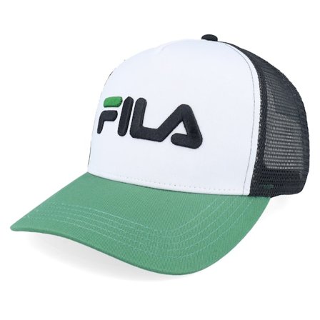 Fila - Beppu Cap Linear Logo White/Black/Fir Trucker Trucker White Cap - @ Hatstore