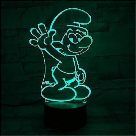 Smurffi USB 3D-animaatiovalo tunnelmallinen LED-lamppu G - Shengxin