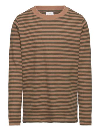 Tnlane L_S Rib Tee Tops T-shirts Long-sleeved T-Skjorte Brown The New