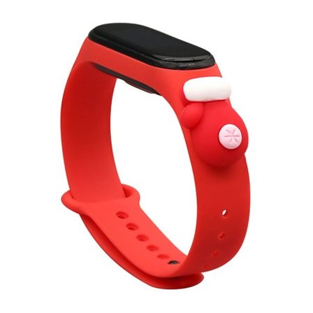 Strap Xmas for Xiaomi Mi Band 5 / 6 Christmas Silicone Strap Armbånd med handske - Rød