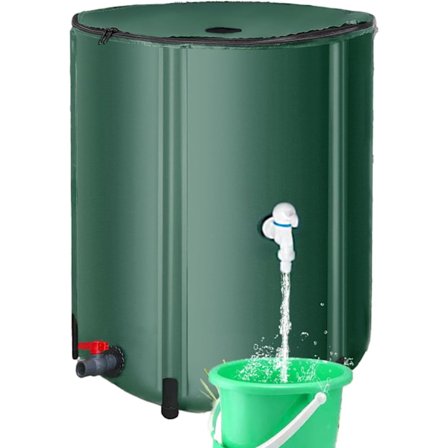 200L Hopfällbar Regntunna, Portabla Regntunnor för att Samla Regnvatten från Hängrännan, Vattenförvaringstank Fångbehållare