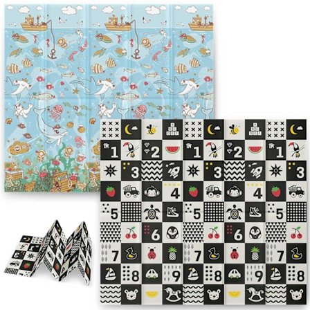 Foldeskummåtte 200 x 180 x 1 cm Nukido NK-340 Ocean & Numbers