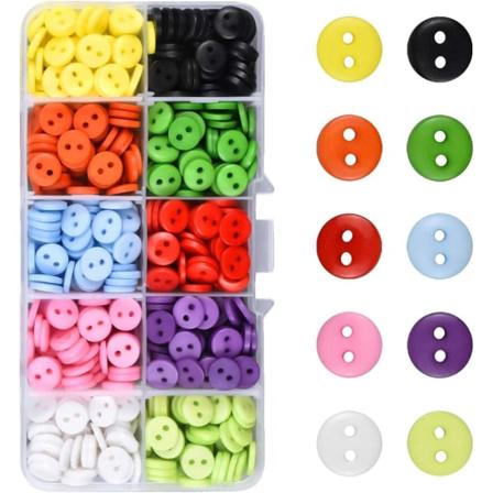 750-pack färgglada knappar för pyssel, runda dekorationsknappar för barn