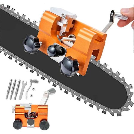 Kjedesagkjedesliper, kjedesagkjedesliper med 3 slipehoder, håndholdt kjedesliper, for alle kjedesager, motorsager, tømmerhoggere og Ga