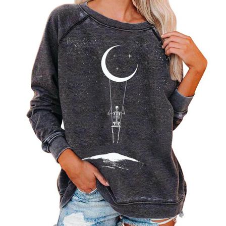Toppar Med Print För Damer Halloween- Printed Tröja