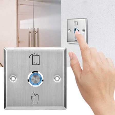 1 x Kulunvalvonta Hopea Painonappi, Ruostumaton Teräs Hätätilanne