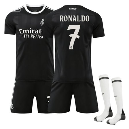 Real Madrid Ronaldo #7 2025/2026 Erikoispainos Lyhythihainen Jalkapallopaita/Shortsit/Sukat Setti Lapsille Nuorten Koot