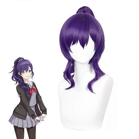 Paryk Syntetisk Hår Asahina Mafuyu Cosplay Parykker Spil Pjsk Cosplay 61cm Lang Mørkelilla Hestehale Paryk Varmebestandigt Hår