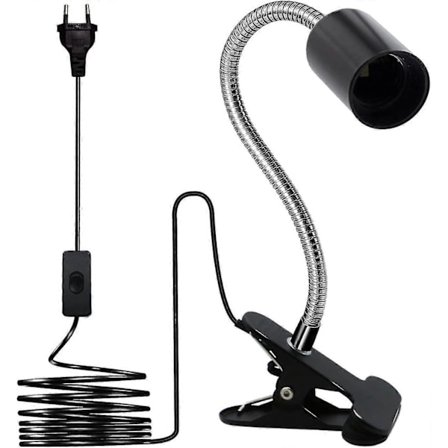E27 Kiinnityspolttipidike, Kiinnityslampun, 350 mm Joutsenkaula-Kiinnityspidike, 360 Asteen Säädettävyys, Metallipohja, 220 cm Kytkinkaapeli, E27 