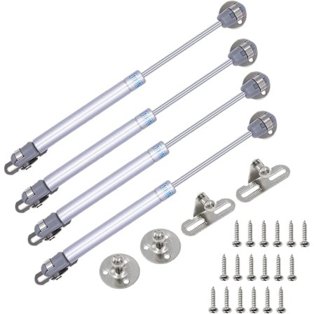 4 stycken gasfjädrar möbler kök hydrauliska kolvar kök möbler dämpare gångjärn för dörrar fönster skåp med skruvar (120n/12kg 270mm)