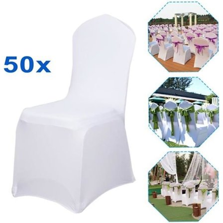 YRHOME 50-tals Universal Stolsöverdrag Elastiskt Stolsöverdrag Vit Bröllopsstolsöverdrag
