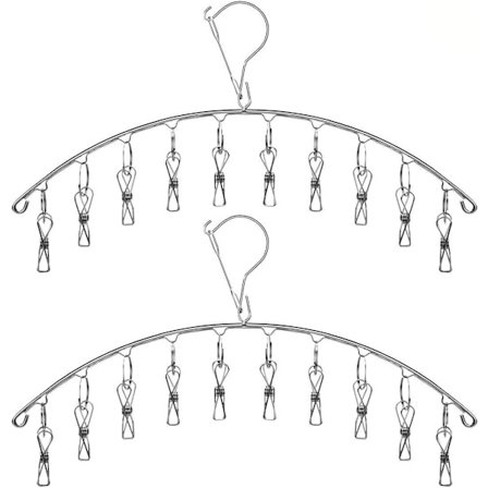 2-pack Torkställ i Rostfritt Stål Klädhängare med 10