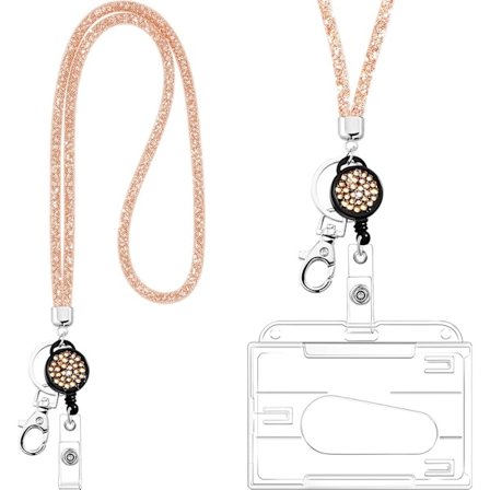 Korttikotelo kaulanauhalla Avaimenperä Kristallikaulanauha Kaulakoru Kortinpidike (Ruusukulta) Rose Gold