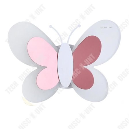 LED natlampe - TD - Sommerfugl - Rosa og hvid - Væglampe - Børneværelse