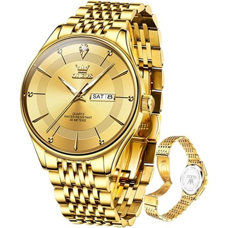 Dame Diamant Ur Guld Sølv Rustfrit Stål Vandtæt Dato Ur (Guld)