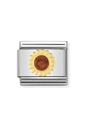Nature 18k Gold & Enamel Sunflower Glitter